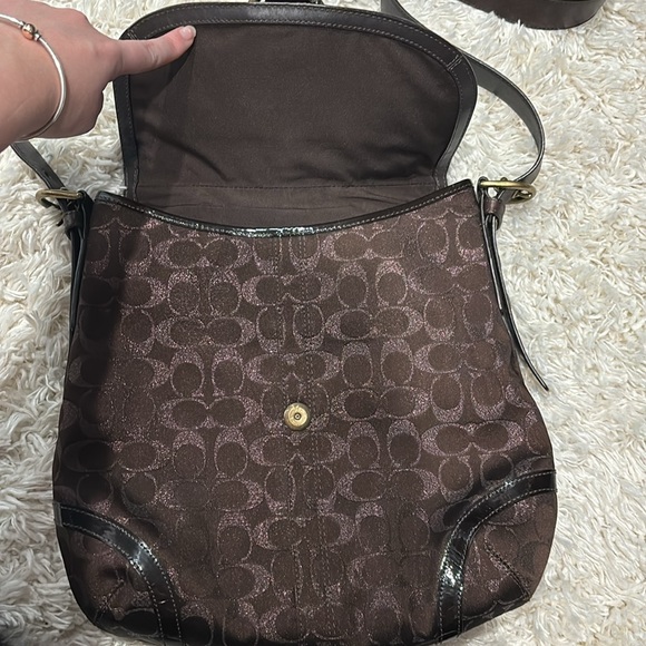 Set (2 pc) Coach Studded Lurex Flap Duffel & Matching Wristlet - Picture 3 of 16